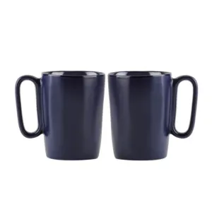 2 Ceramic Mugs With Handle 250ml Navy Blue