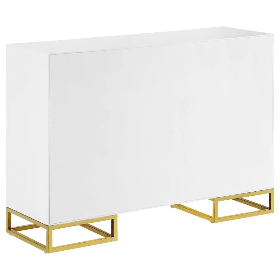 2-door Accent Cabinet with Adjustable Shelves White and Gold