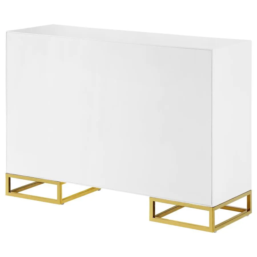 2-door Accent Cabinet with Adjustable Shelves White and Gold