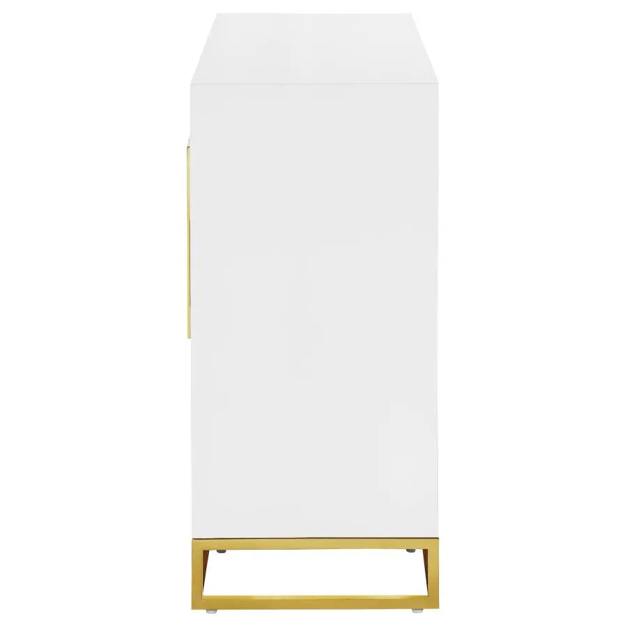 2-door Accent Cabinet with Adjustable Shelves White and Gold