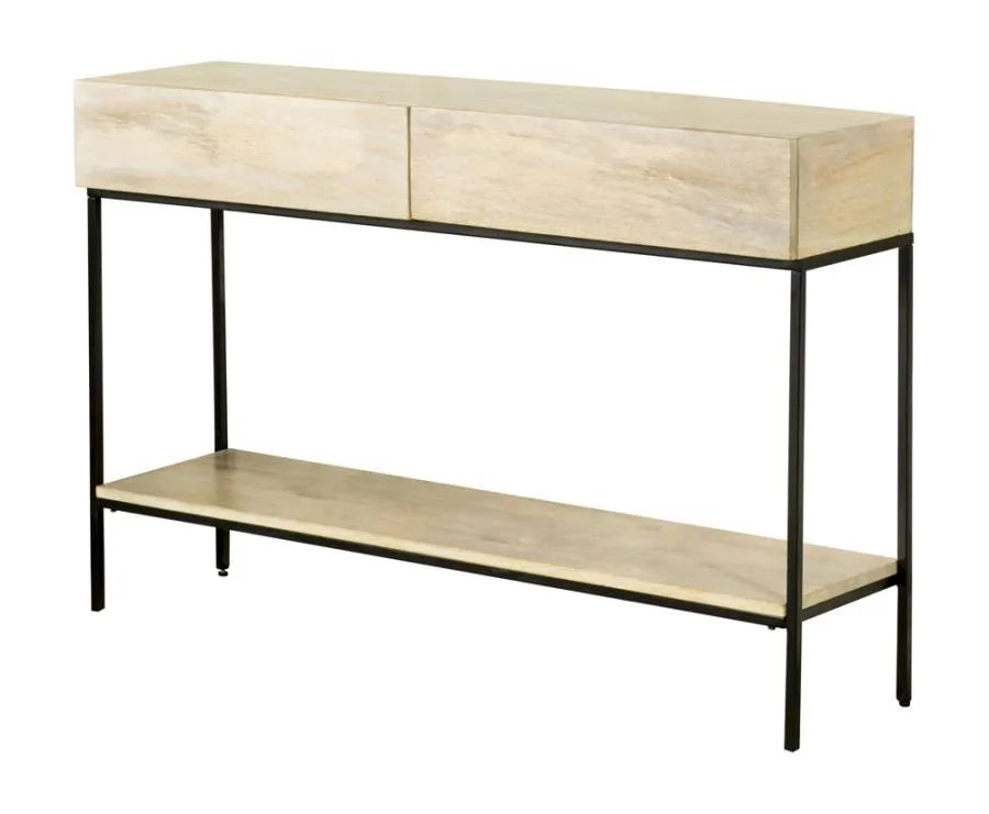 2-drawer Console Table with Open Shelf White Washed