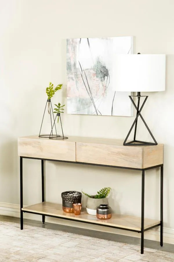 2-drawer Console Table with Open Shelf White Washed