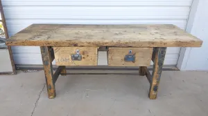 2 Drawer Natural Wood Island Work Table, c.1880 France