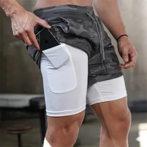 2-in-1 Men's Gym Fitness Running Shorts