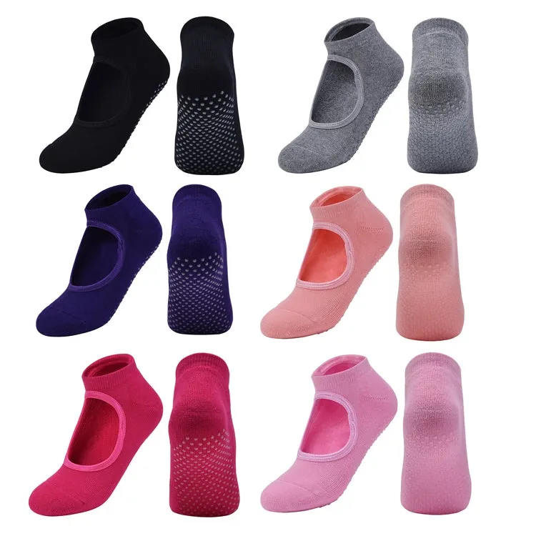 2 Pairs Combed Cotton Yoga Socks Towel Bottom Reveal Round Head Dance Fitness Sports Flooring Socks, Size: One Size(Light Pink)