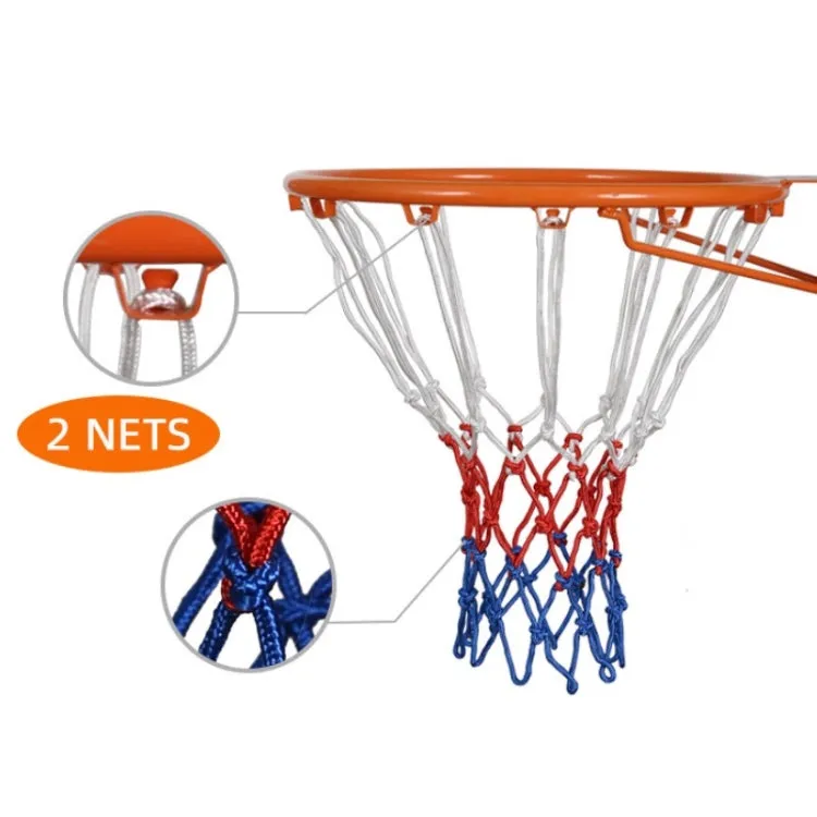 2 Pairs Outdoor Round Rope Basketball Net, Colour: 5.0mm Bold Polypropylene(White Red Blue)