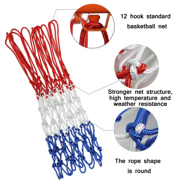 2 Pairs Outdoor Round Rope Basketball Net, Colour: 5.0mm Bold Polypropylene(White Red Blue)