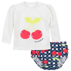 2-Piece Baby & Toddler Girls UPF 50  Cherry Rash Guard & Swim Bottoms Set