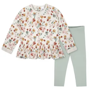 2-Piece Infant & Toddler Girls Mint Floral Peplum Top & Leggings Set