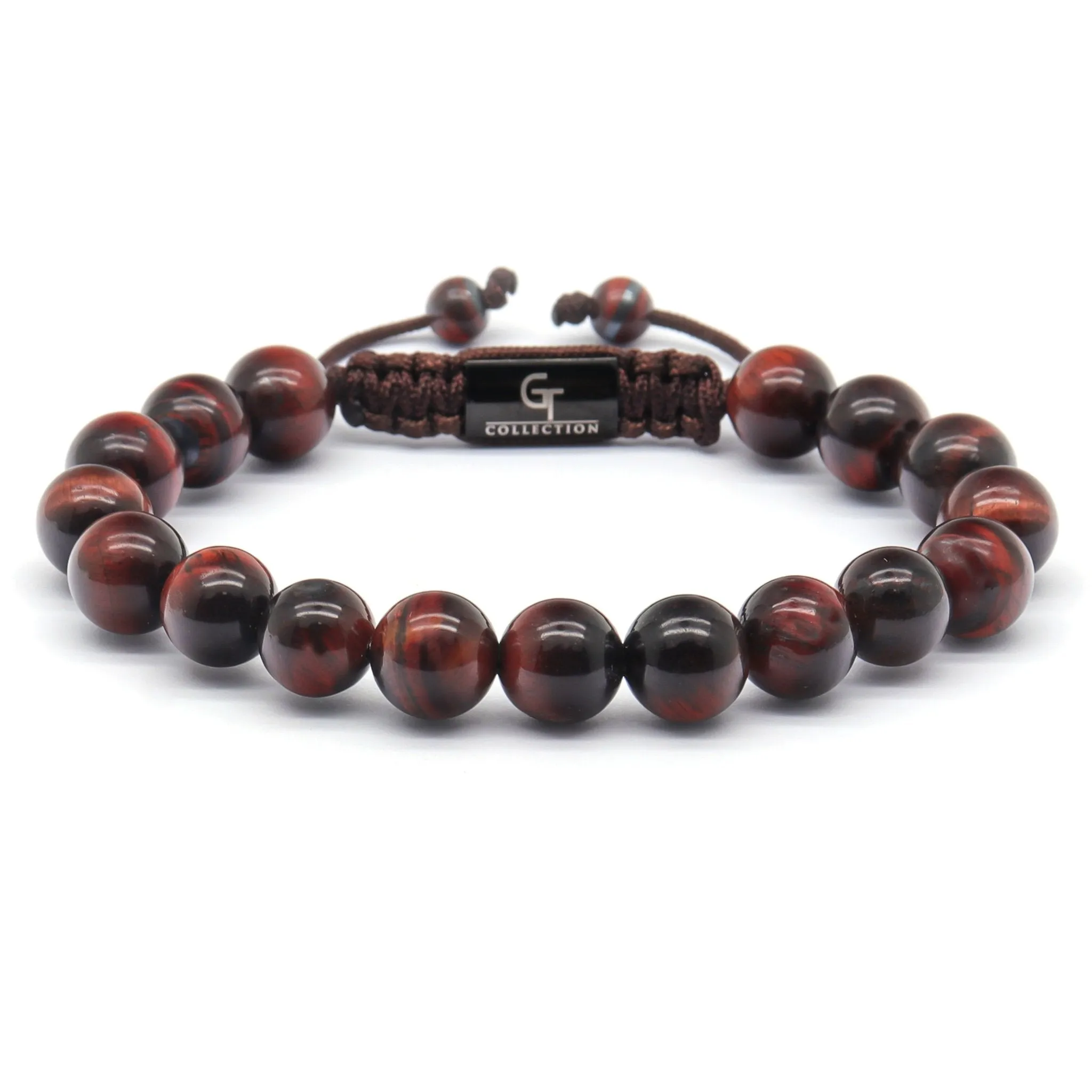 2 PIECE SET - RED TIGER EYE Single Bead & Flatbead Bracelet