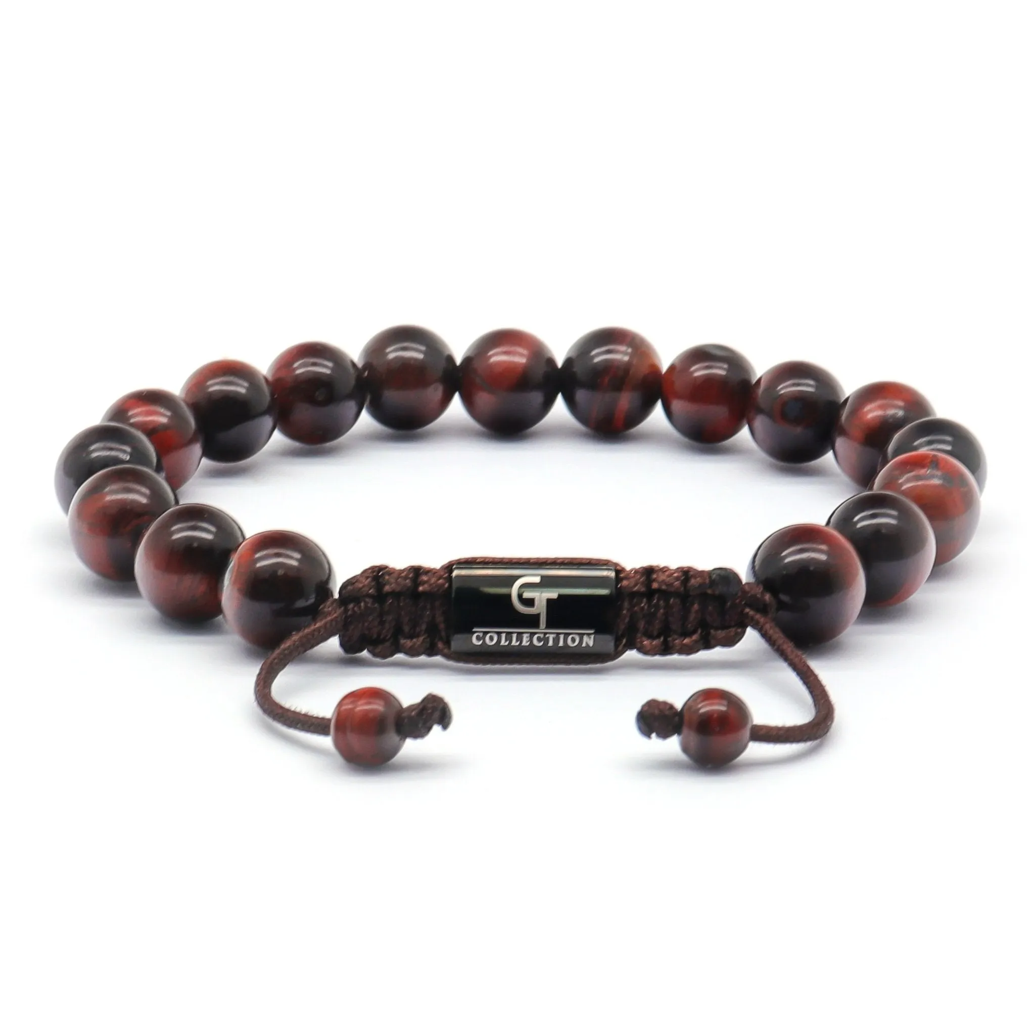 2 PIECE SET - RED TIGER EYE Single Bead & Flatbead Bracelet