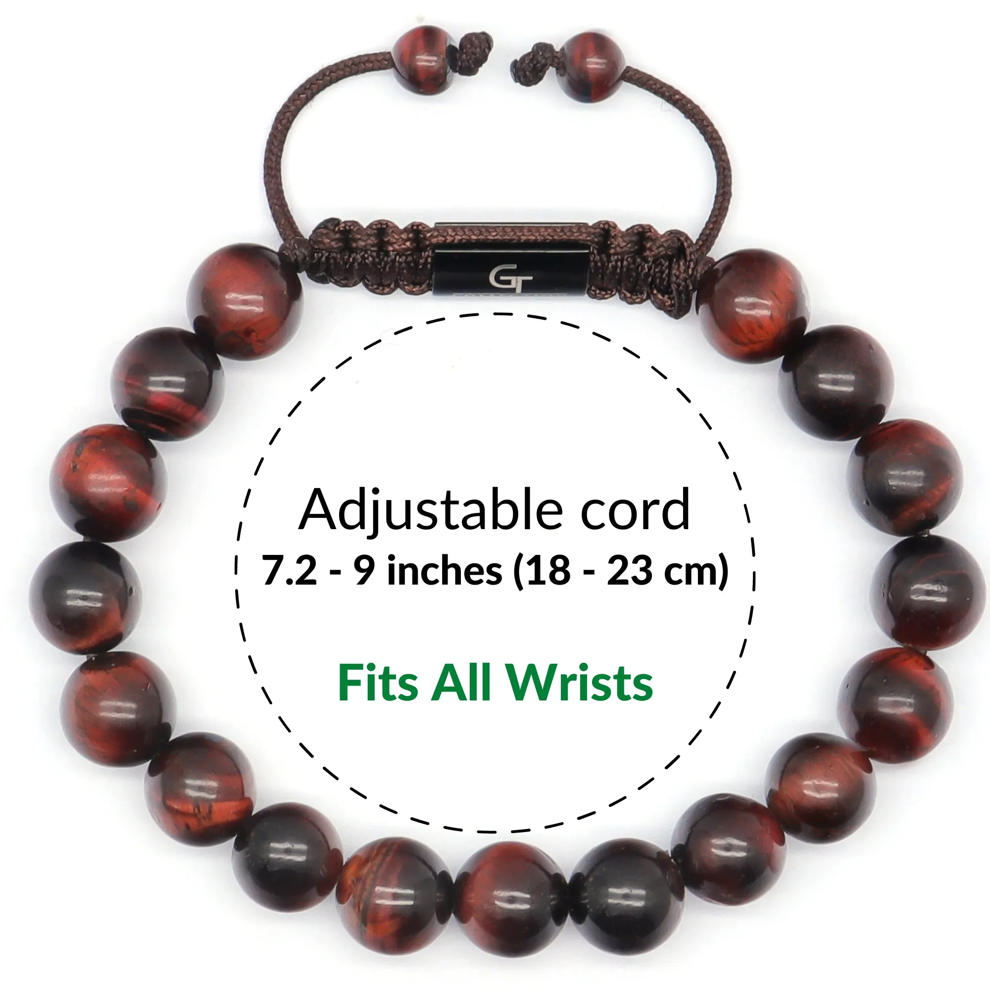 2 PIECE SET - RED TIGER EYE Single Bead & Flatbead Bracelet