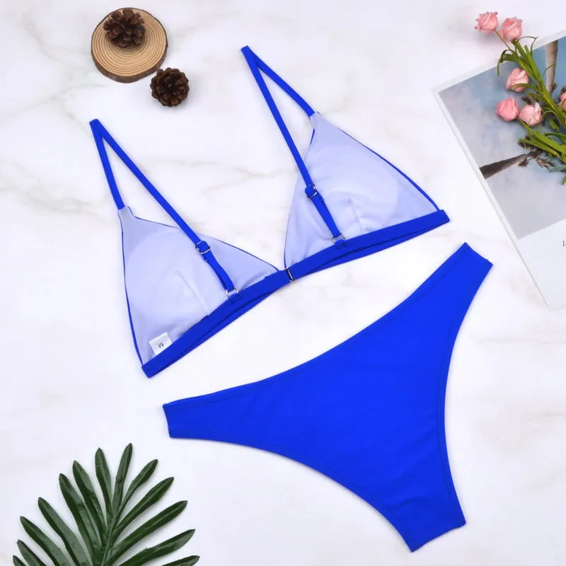 2 Piece Thong Swimwear Female Swimsuits Solid Bikini set Brazilian Bathing Suit Beachwear