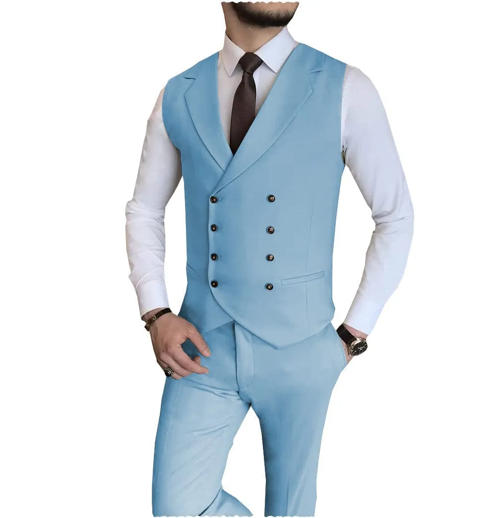 2 Pieces Casual Mens Fit Suit For Wedding (Vest   Pants)