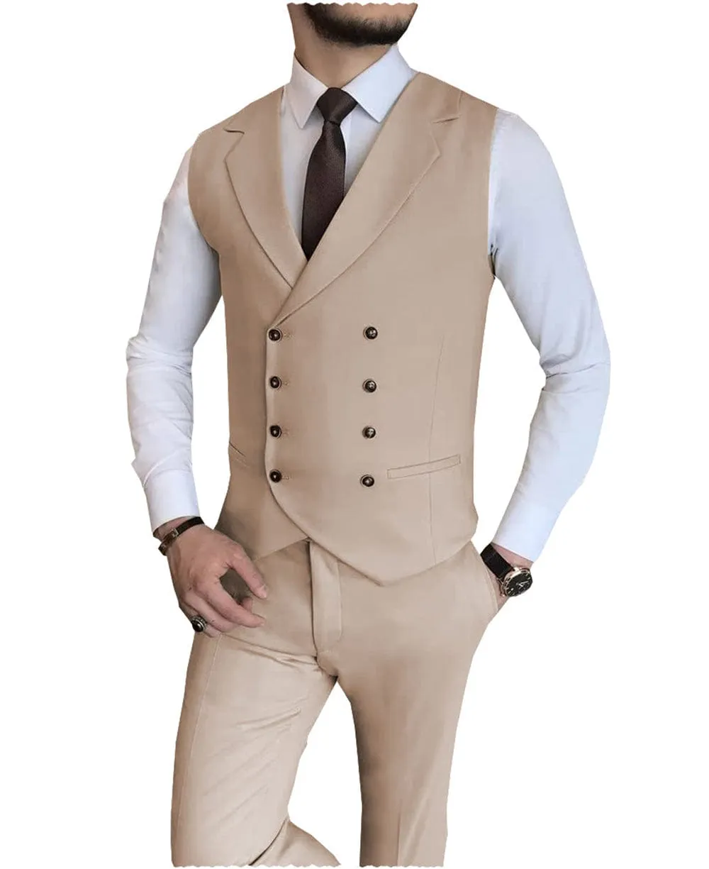 2 Pieces Casual Mens Fit Suit For Wedding (Vest   Pants)