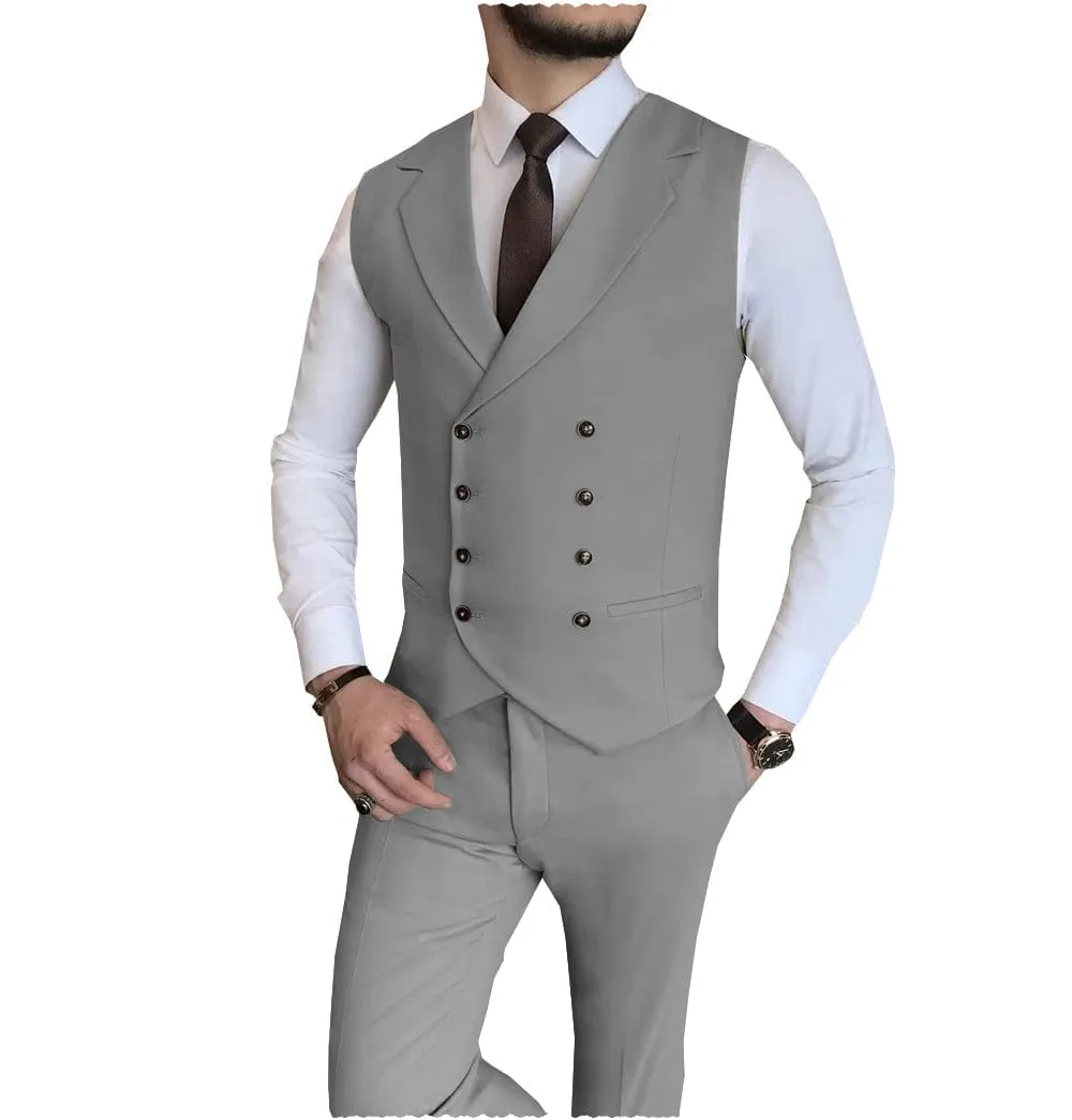 2 Pieces Casual Mens Fit Suit For Wedding (Vest   Pants)