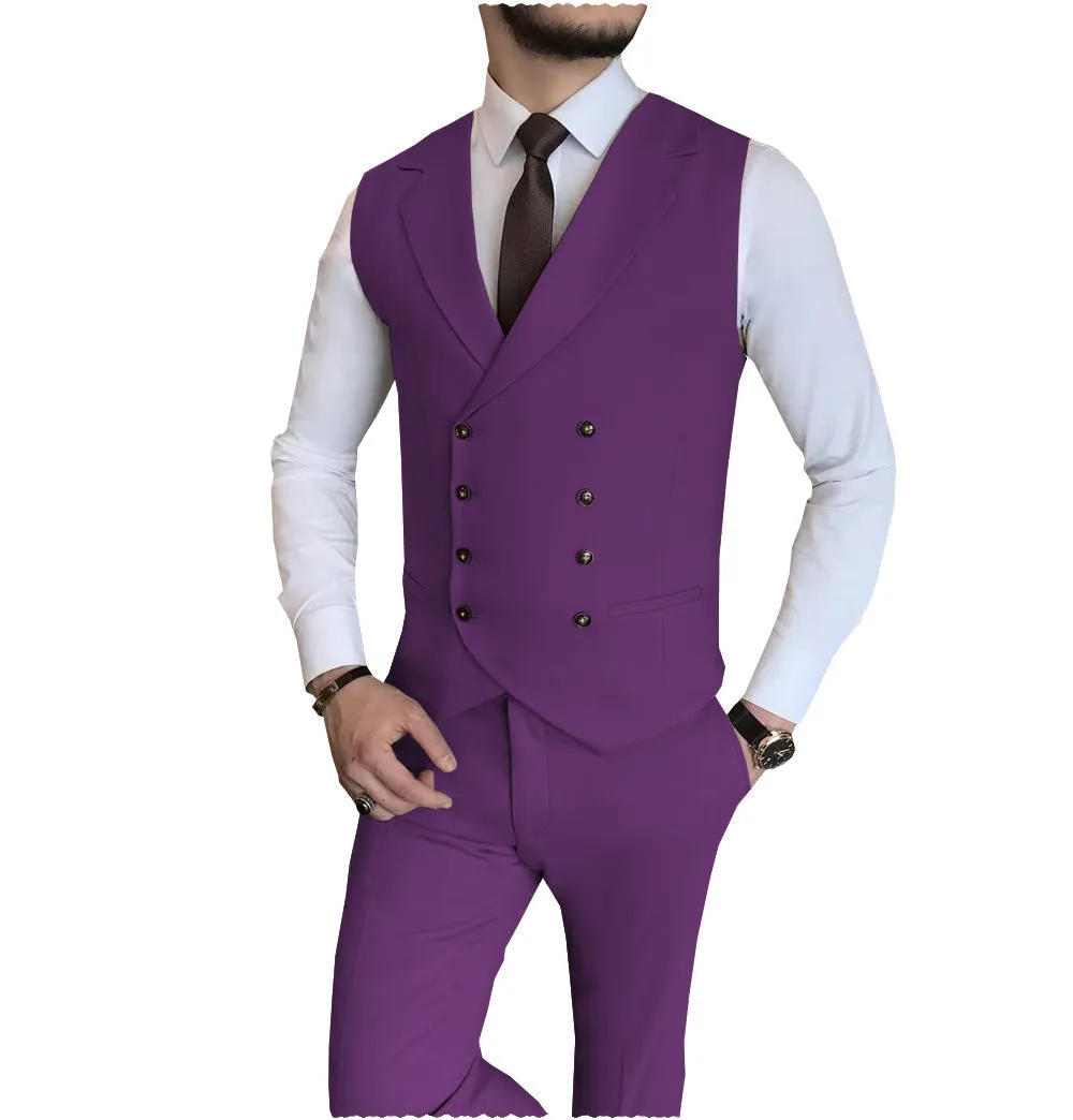 2 Pieces Casual Mens Fit Suit For Wedding (Vest   Pants)