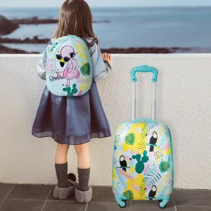 2 Pieces Kids Luggage Set with 4 Casters and Retractable Handle-Multicolour