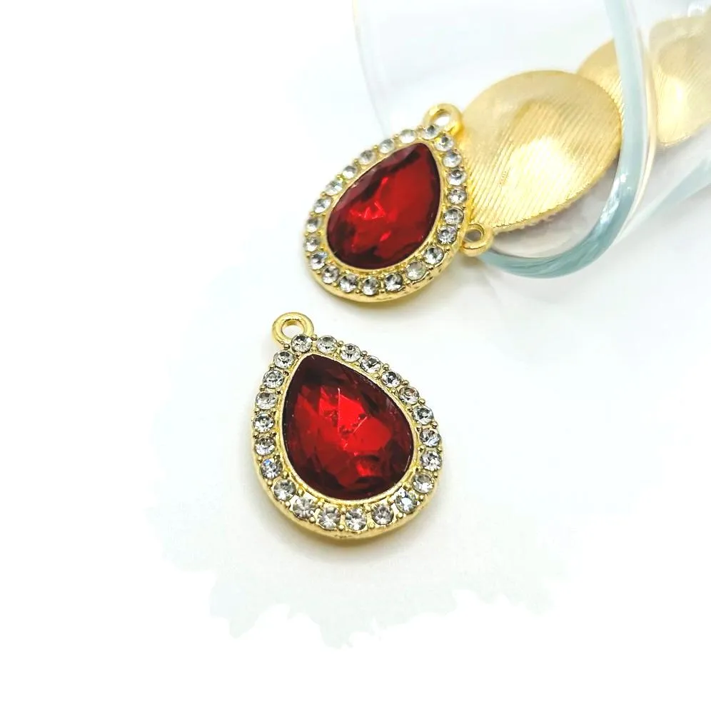 2 Pieces Red and Diamond Rhinestone Pendants