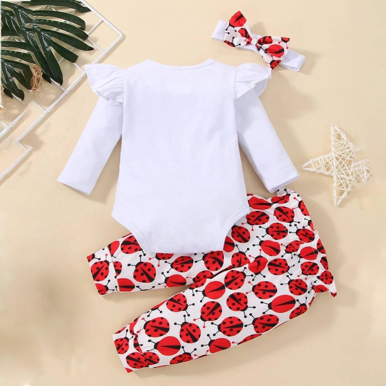 2 Pieces Set Baby Girls Letters Print Rompers Animals And Cartoon Pants