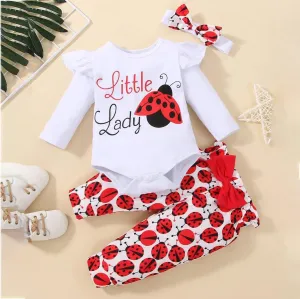 2 Pieces Set Baby Girls Letters Print Rompers Animals And Cartoon Pants