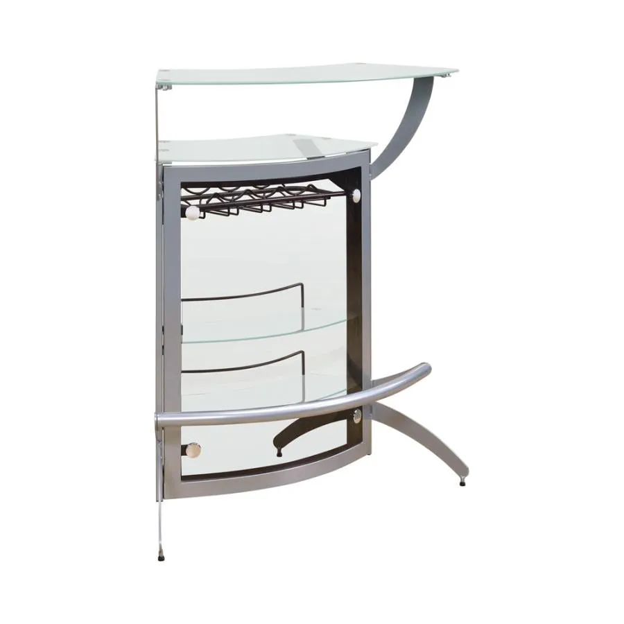 2-shelf Bar Unit Silver and Frosted Glass