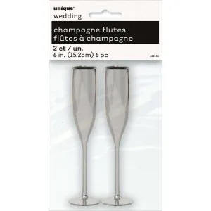 2 Silver Flut Champagne Favor