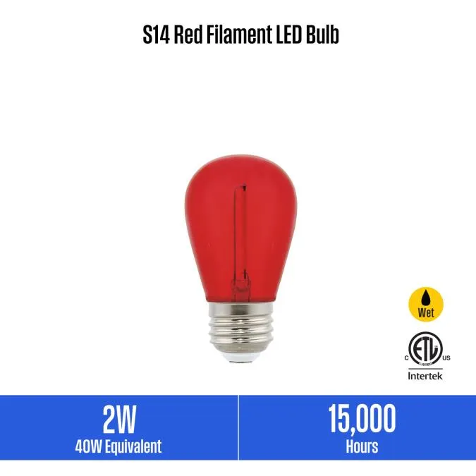 2 Watt (40 Watt Equivalent) S14 Filament LED Light Bulb