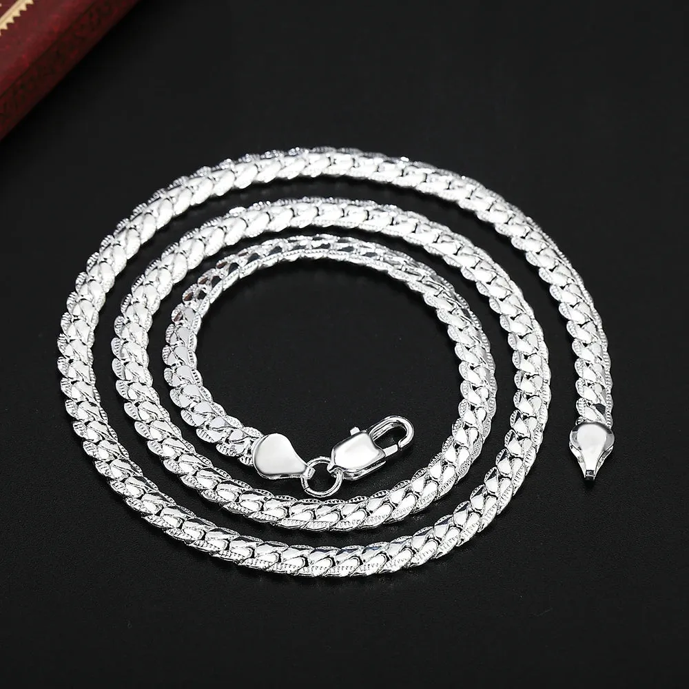 20-60cm 6mm Silver Color luxury brand design noble Necklace Chain For Woman Men Fashion Wedding Engagement Jewelry