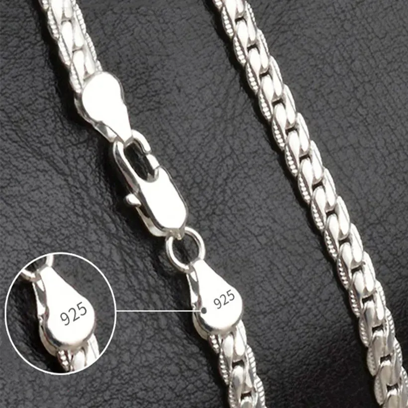 20-60cm 6mm Silver Color luxury brand design noble Necklace Chain For Woman Men Fashion Wedding Engagement Jewelry