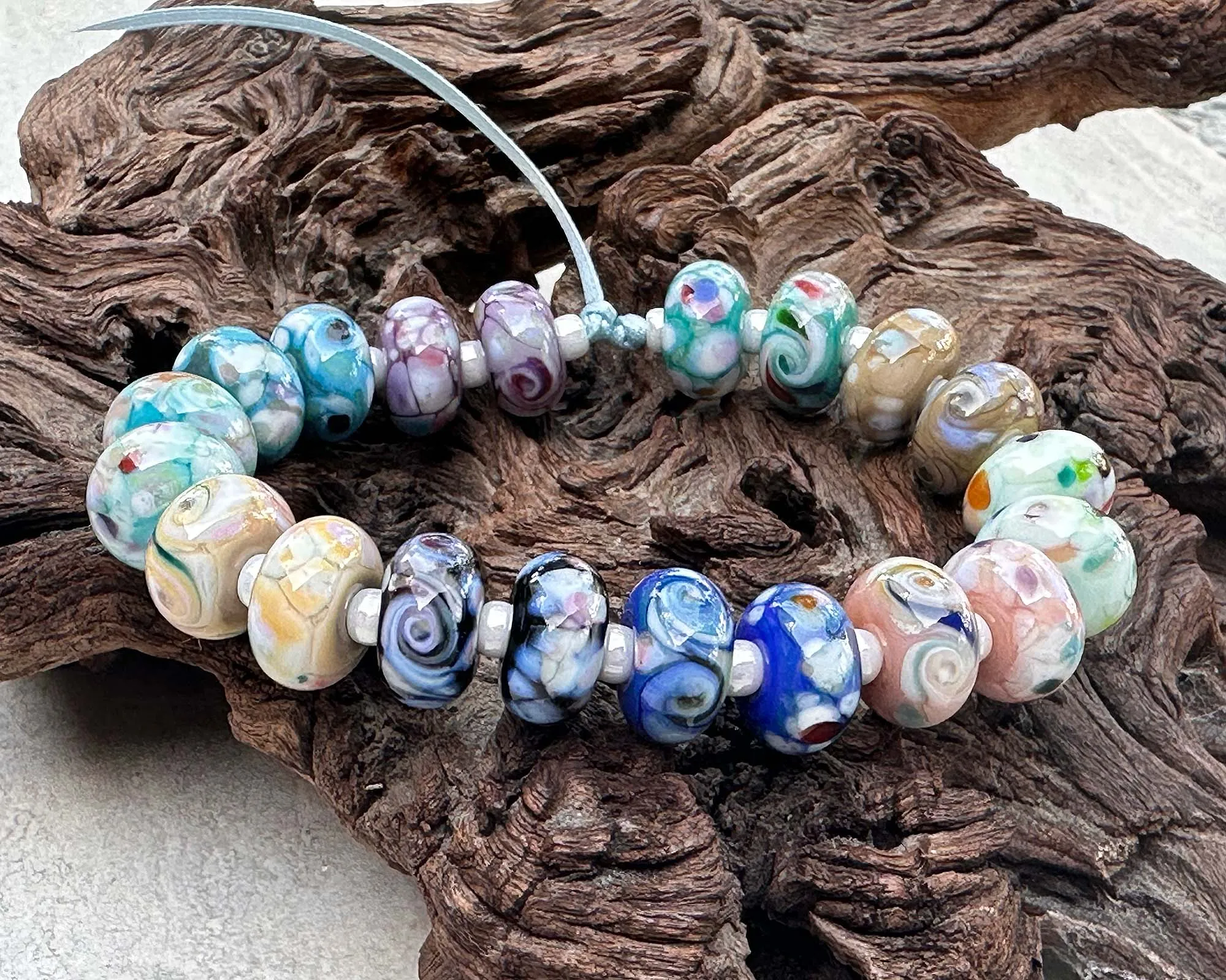 20 Mosaic Twists Lampwork Beads Set SRA