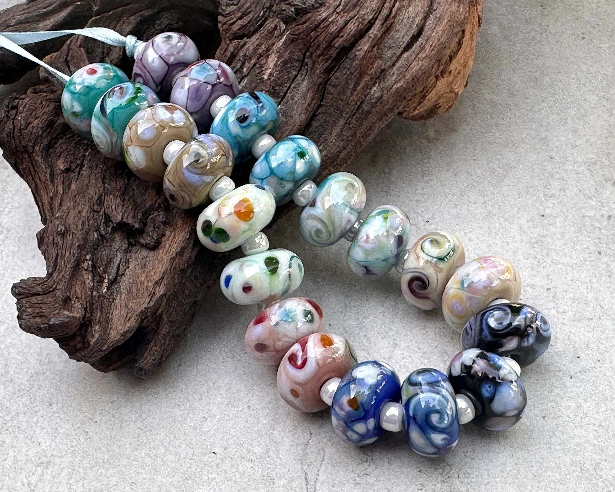 20 Mosaic Twists Lampwork Beads Set SRA