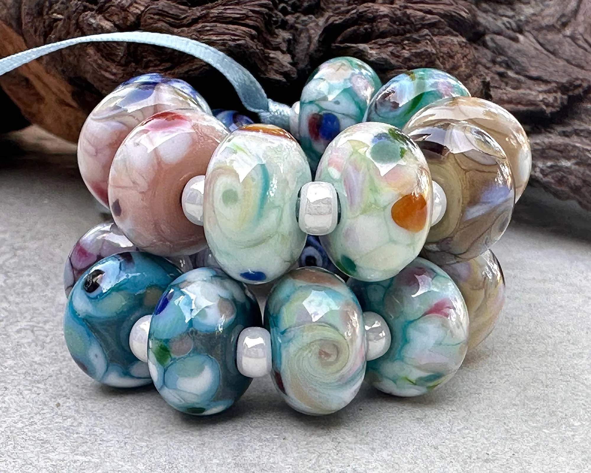 20 Mosaic Twists Lampwork Beads Set SRA