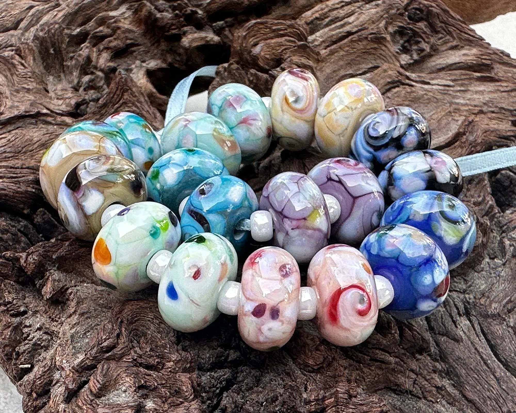 20 Mosaic Twists Lampwork Beads Set SRA