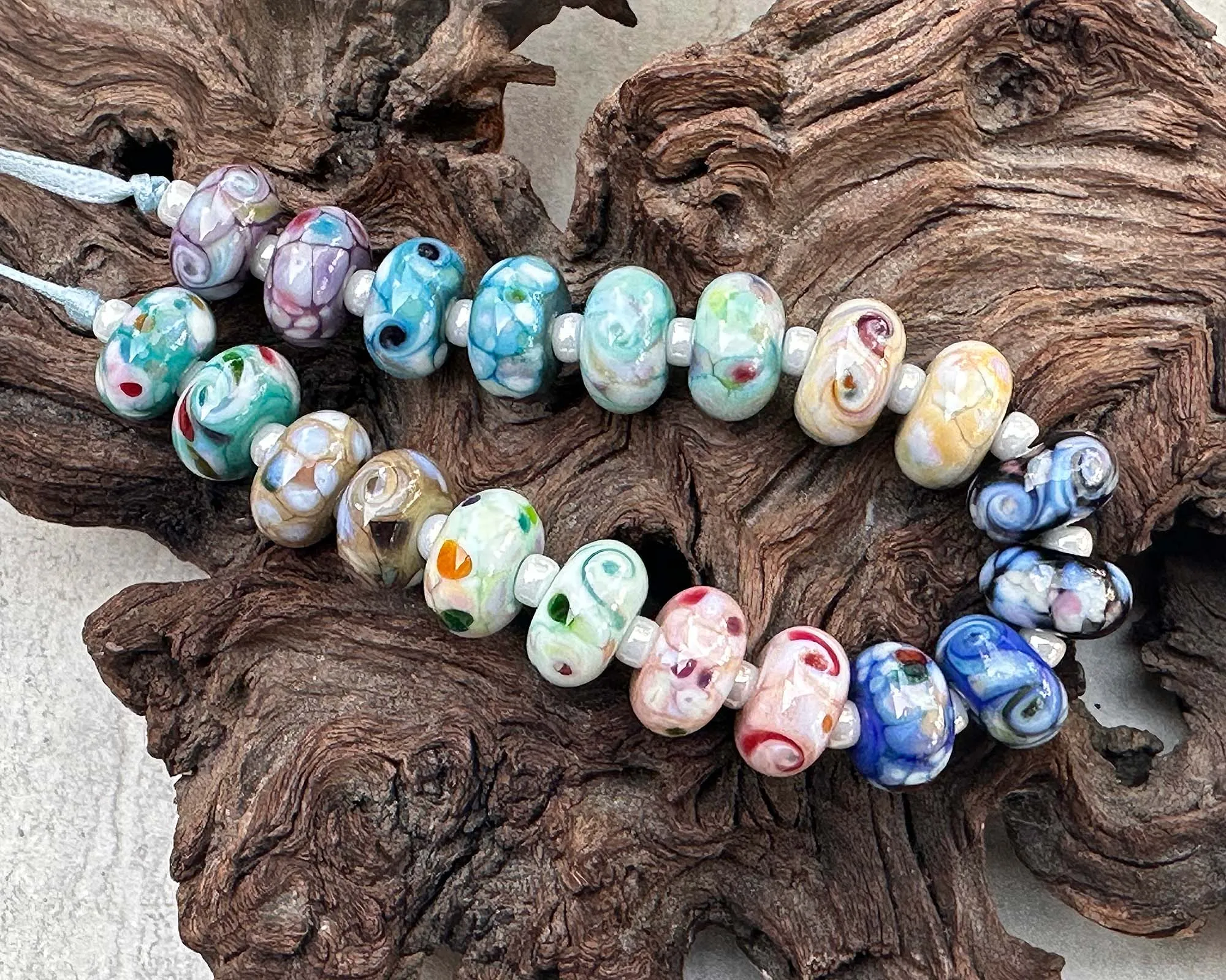 20 Mosaic Twists Lampwork Beads Set SRA