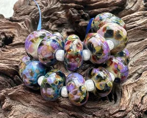 20 Multicolor Mosaic Pairs Lampwork Beads Set SRA