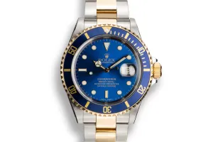 2000 Rolex Two-tone Submariner 16613 Blue Dial with Box and Papers