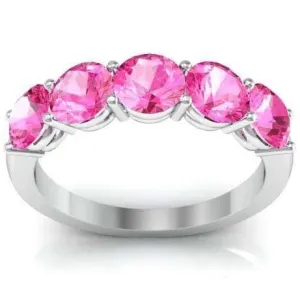 2.00cttw Shared Prong Pink Sapphire 5 Stone Ring