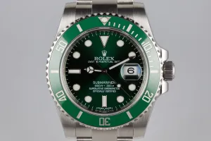 2011 Rolex Green Submariner 116610LV with Box and Papers