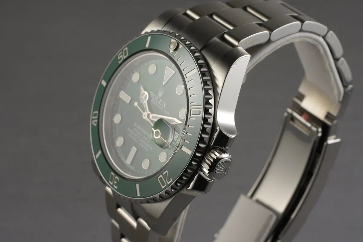 2014 Rolex Green Submariner 116610LV with Box and Papers MINT