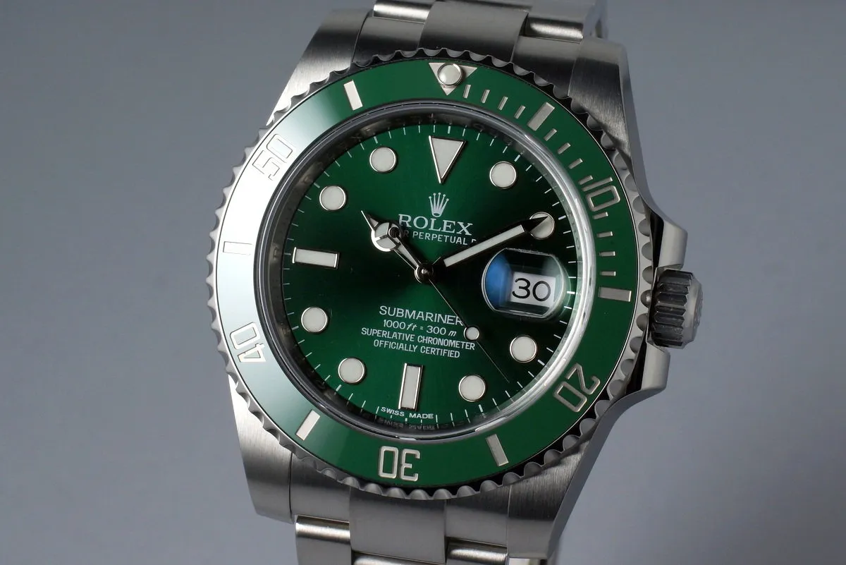 2014 Rolex Green Submariner 116610LV with Box and Papers