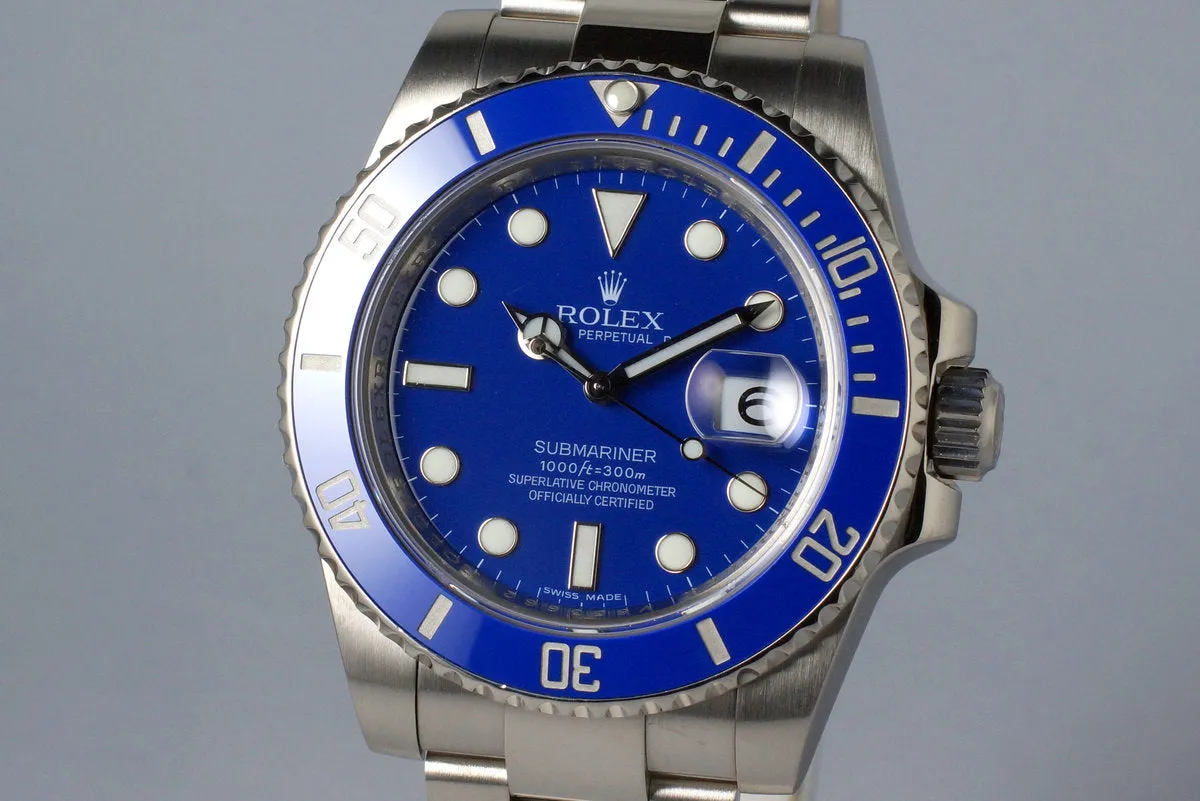 2016 Rolex WG Blue Submariner 116619 with Box and Papers