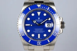 2016 Rolex WG Blue Submariner 116619 with Box and Papers