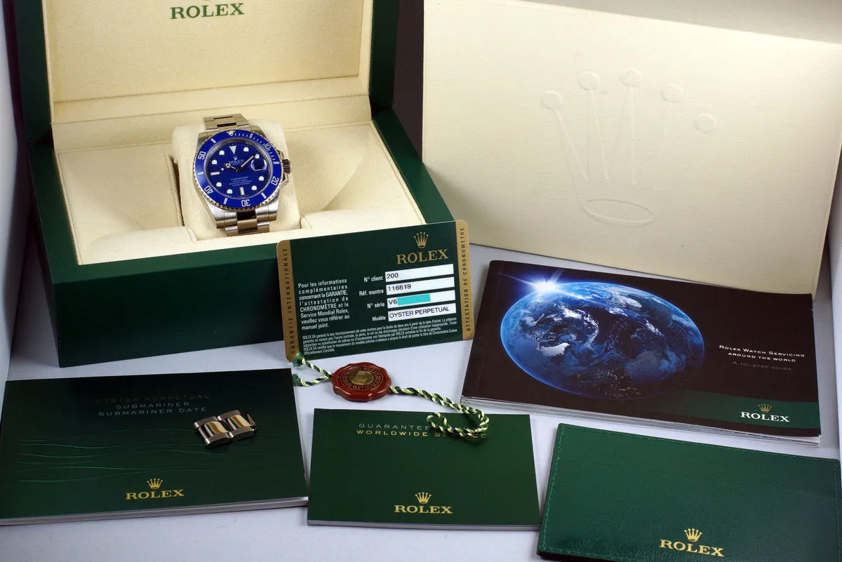 2016 Rolex WG Blue Submariner 116619 with Box and Papers