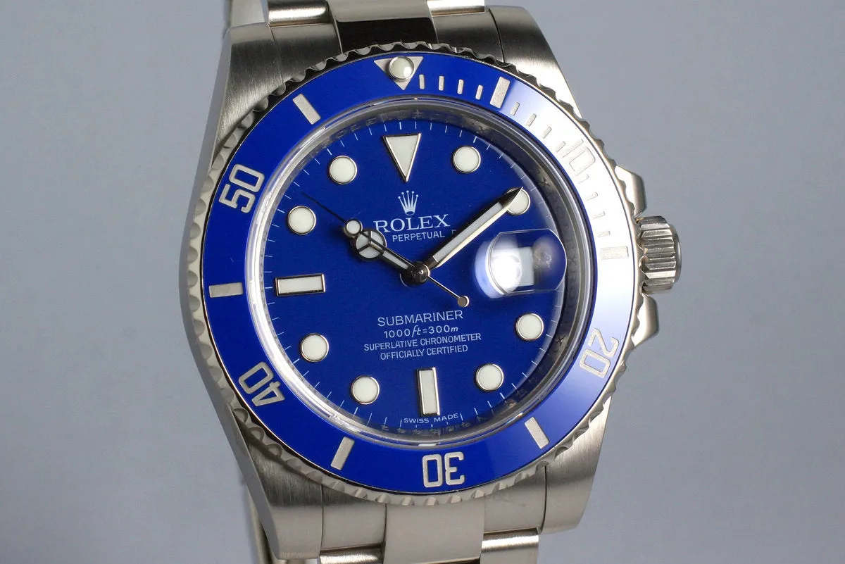 2016 Rolex WG Blue Submariner 116619 with Box and Papers