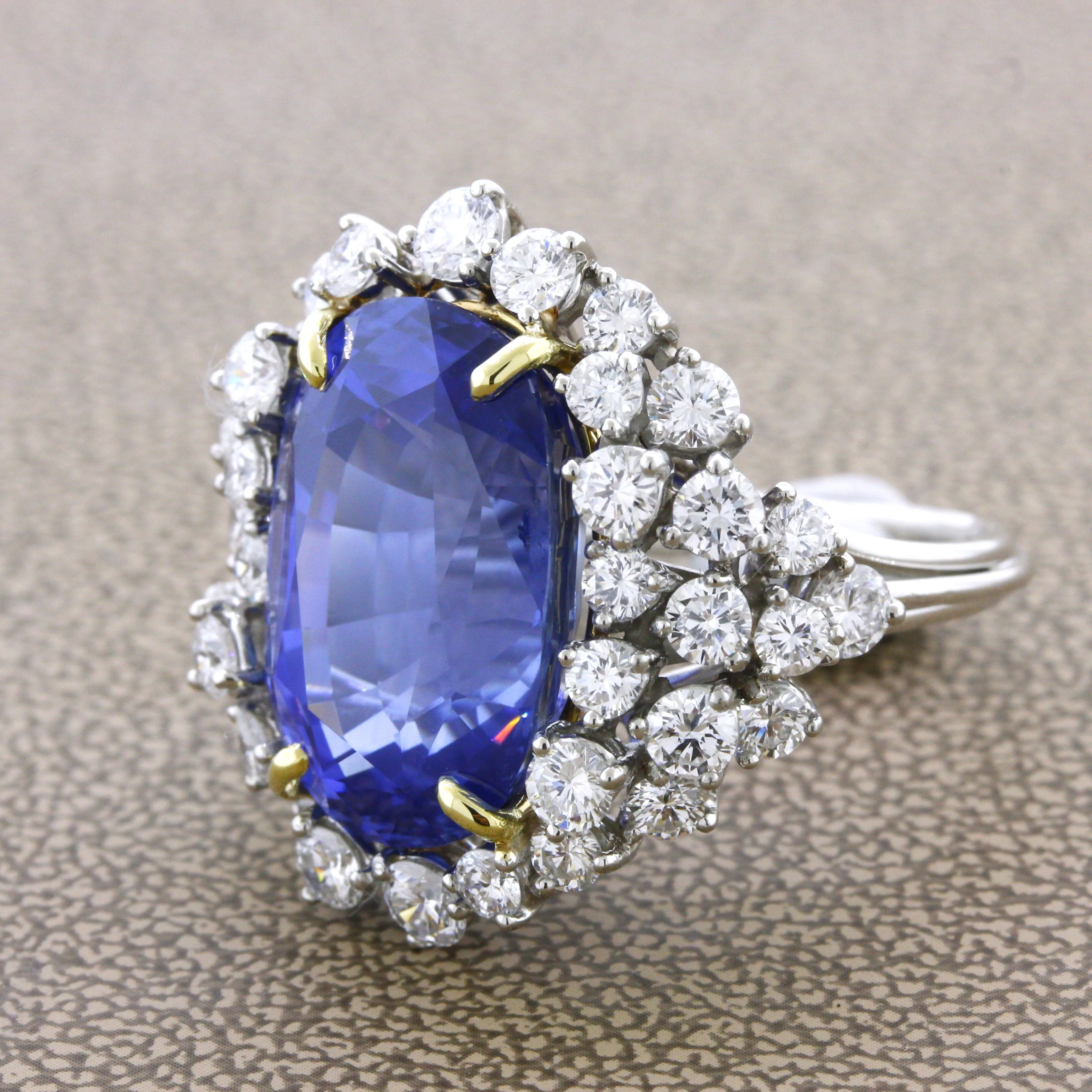 20.17 Carat Ceylon Sapphire Diamond Platinum Cocktail Ring, GIA Certified