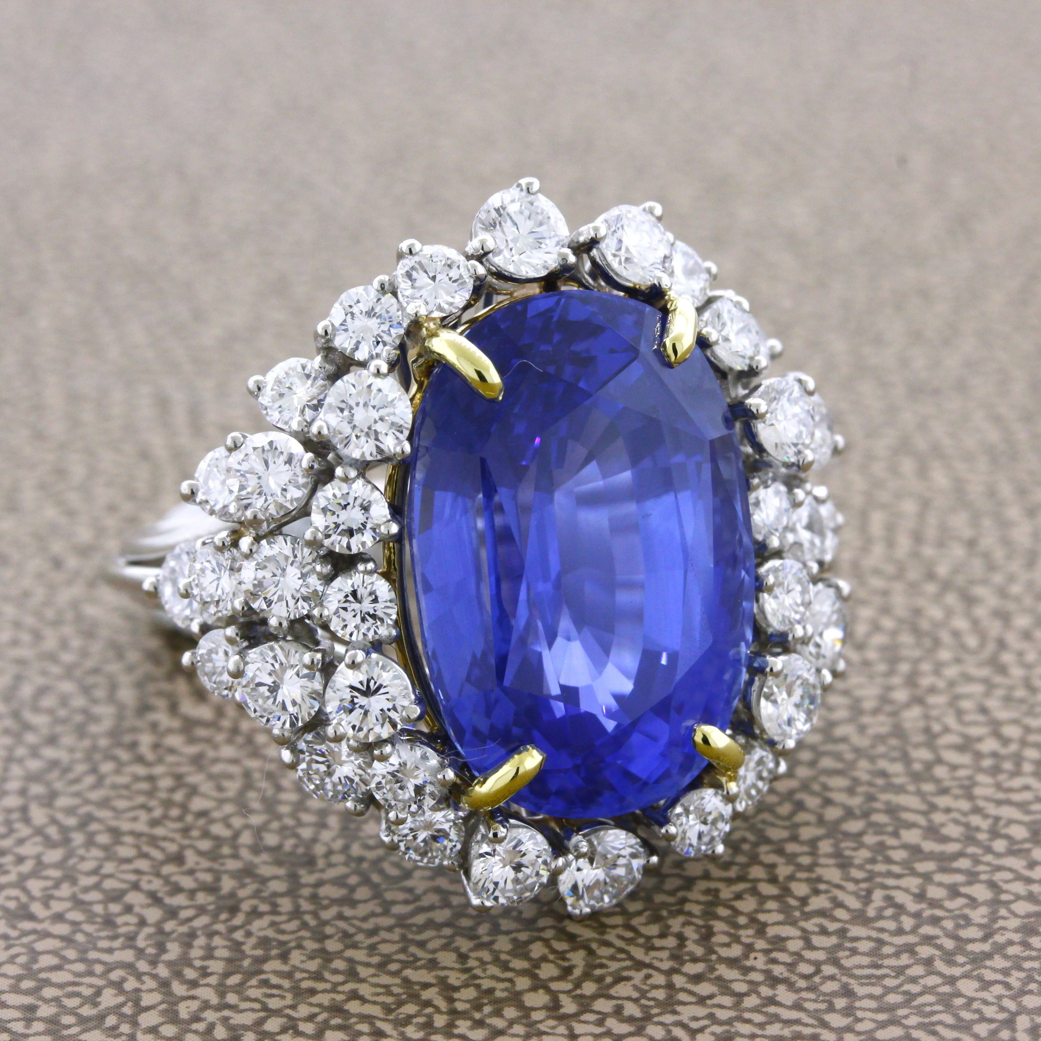 20.17 Carat Ceylon Sapphire Diamond Platinum Cocktail Ring, GIA Certified