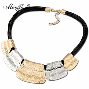 2017 Collares Fashion Statement Necklaces & Pendants For Women Multilayer PU Leather Necklace Maxi Collier Femme Choker Bijoux