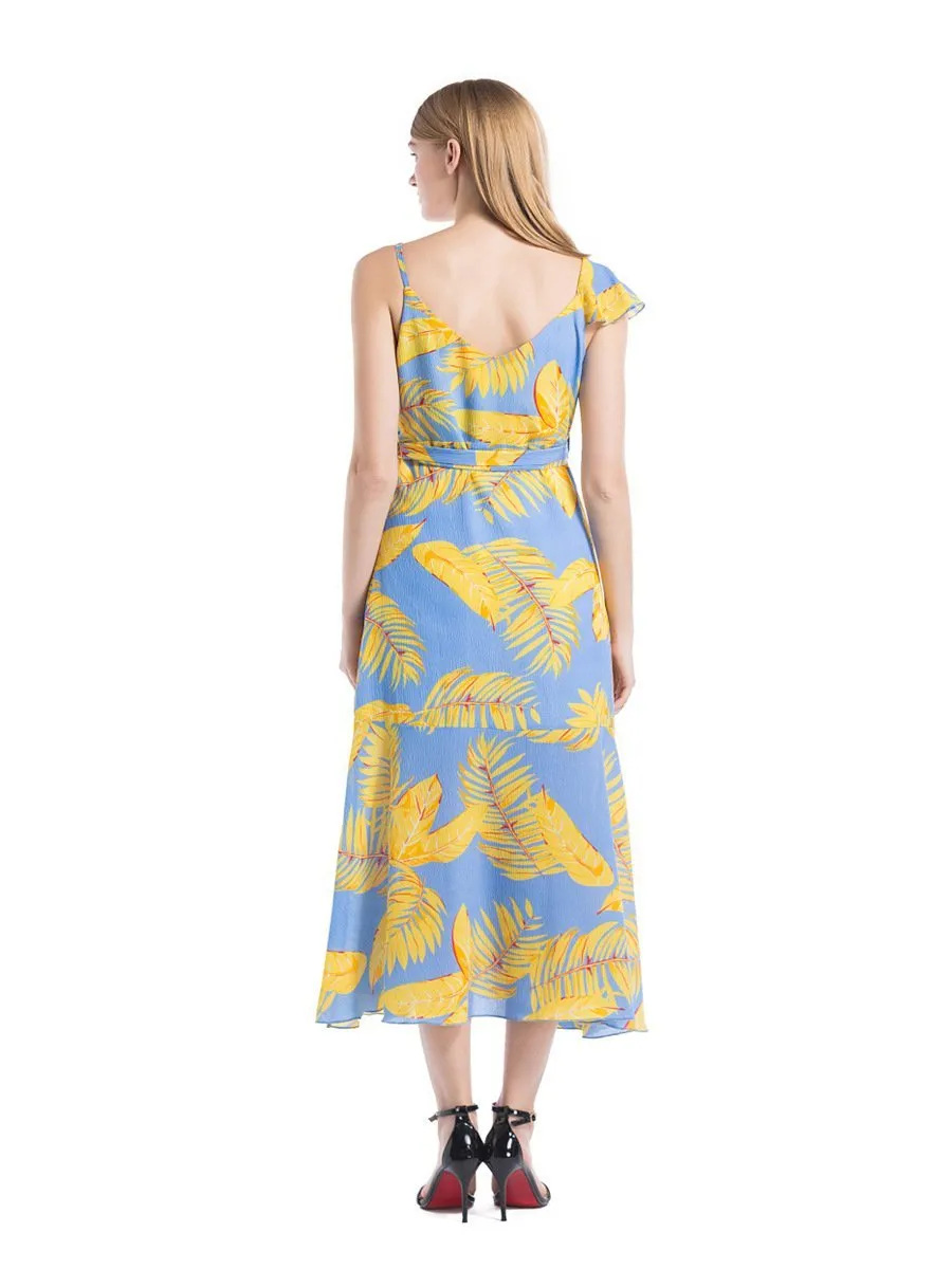 2018 Printed Leaf Sexy Maxi Dress