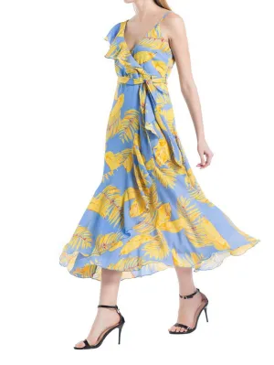 2018 Printed Leaf Sexy Maxi Dress